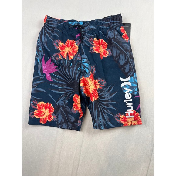 Hurley Other - Hurley Boys Valerian Blue Tropical Hibiscus Swim Trunks Board Shorts Size S 8